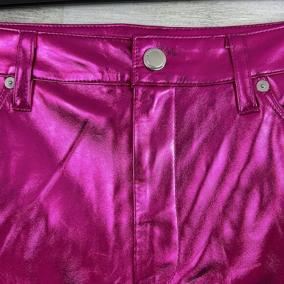 Blank NYC x Free People Women’s 30 Hot Pink Vegan Leather Wide Leg Pants NWT - Picture 3 of 8